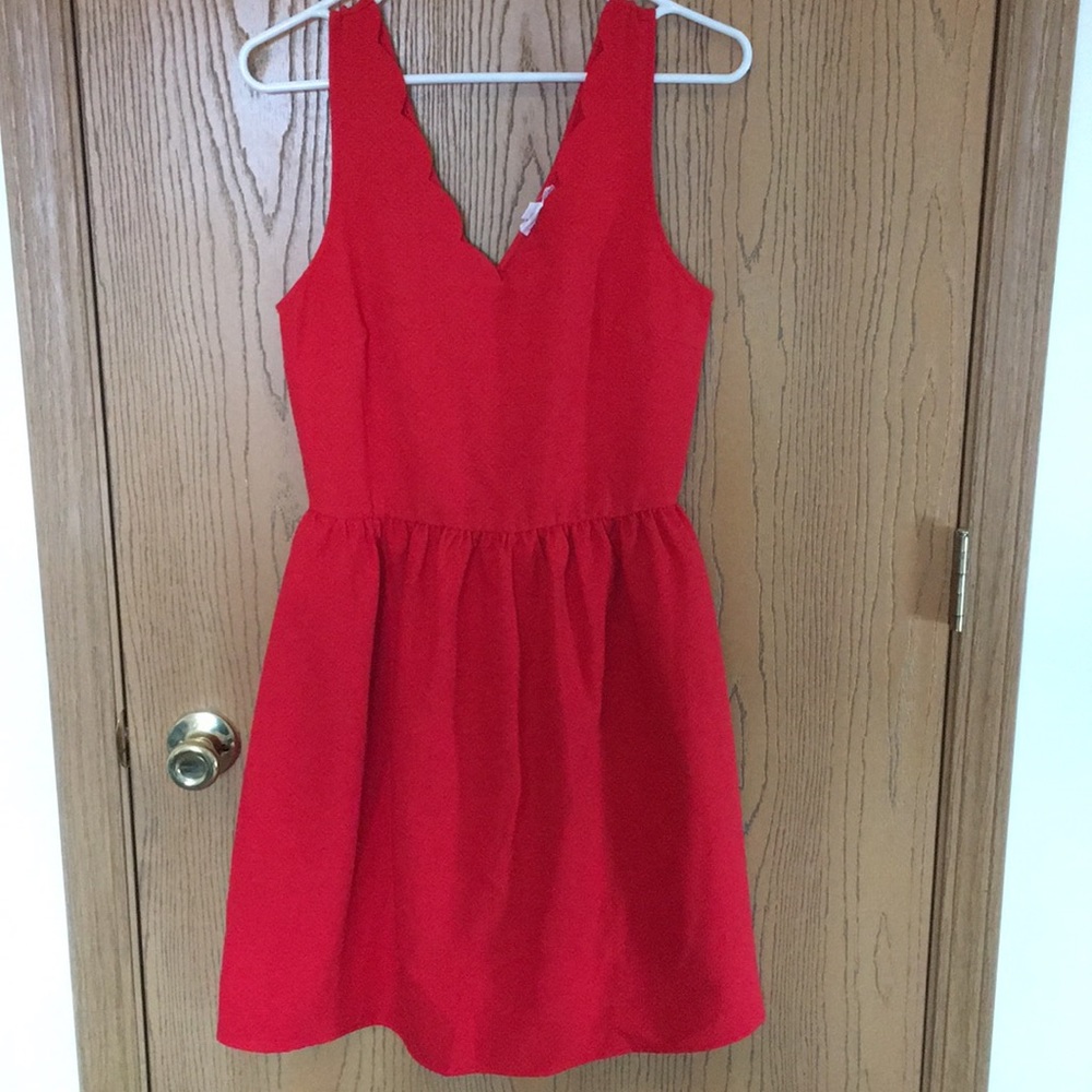 Red Scalloped Chest Dress
